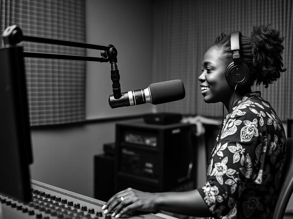 Radio GIJ host in studio